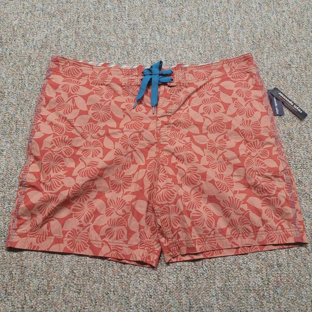 Reyn Spooner Board Shorts Mens 40‎ Red Aloha Floral Hibiscus Swim Trunks NWT